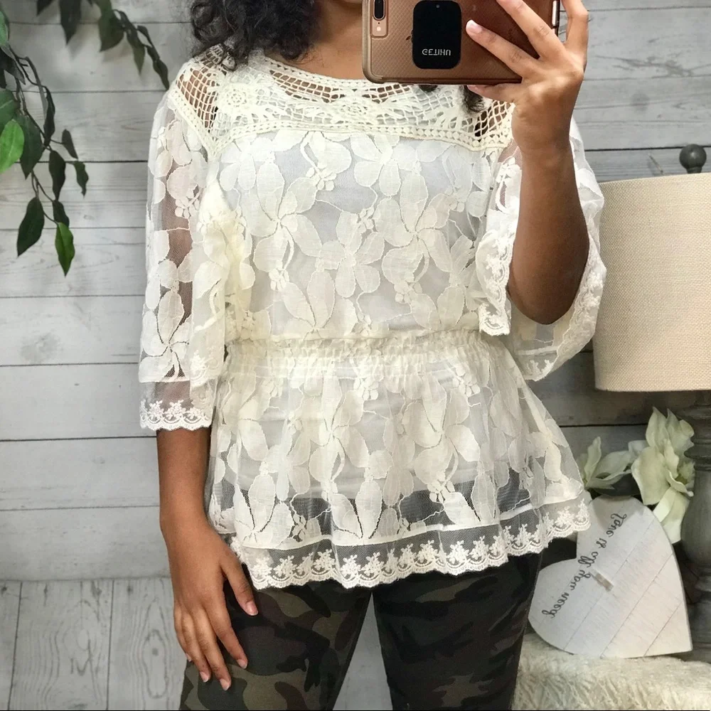 Endless designs cream lace top